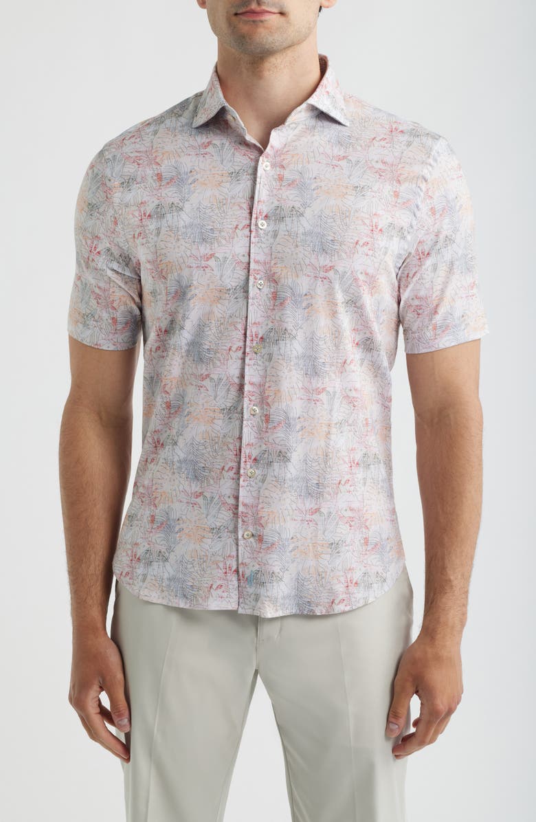 johnnie-O Guffey Short Sleeve Button-Up Shirt, Main, color, Khaki