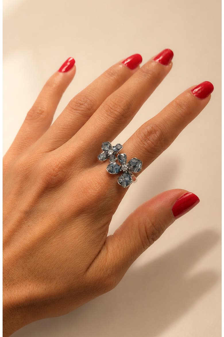 Drusy Quartz Flower Ring, Alternate, color, SILVER