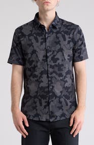 Stone Rose DRYTOUCH® Performance Camo Print Short Sleeve Button-Up Shirt