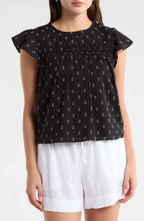 Melrose and Market Short Sleeve Dobby Woven Top