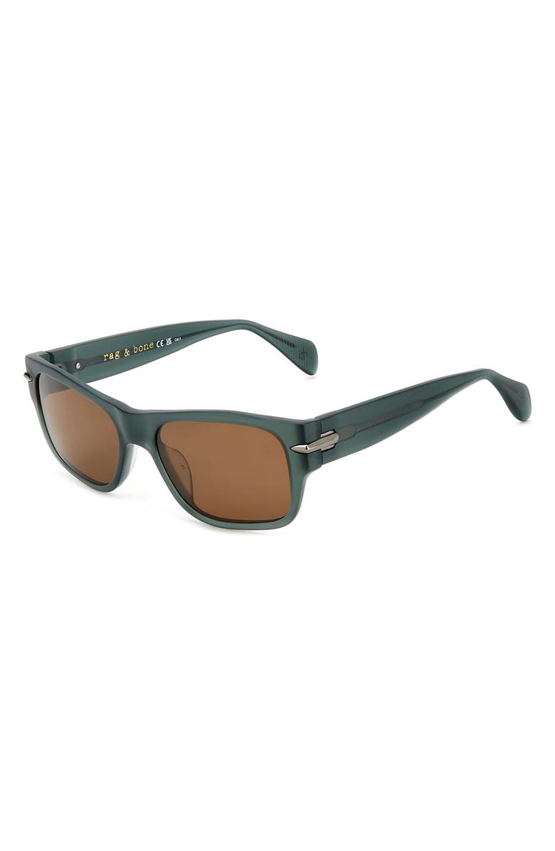 rag & bone 55mm Rectangular Sunglasses, Alternate, color, Green