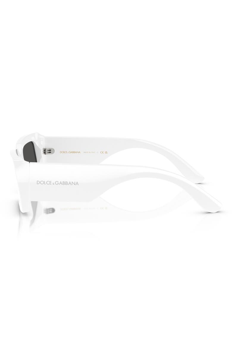 Dolce&Gabbana 53mm Rectangular Sunglasses, Alternate, color, White