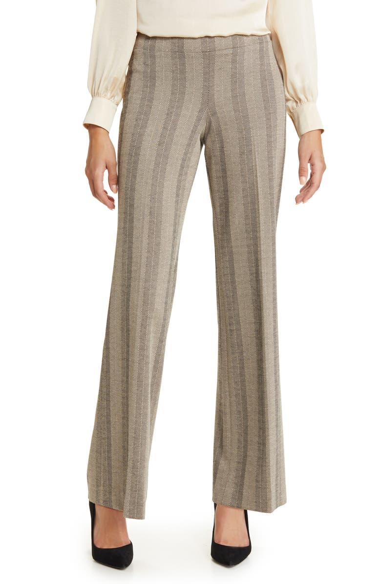 Anne Klein Herringbone Stripe Wide Leg Pants, Main, color, 