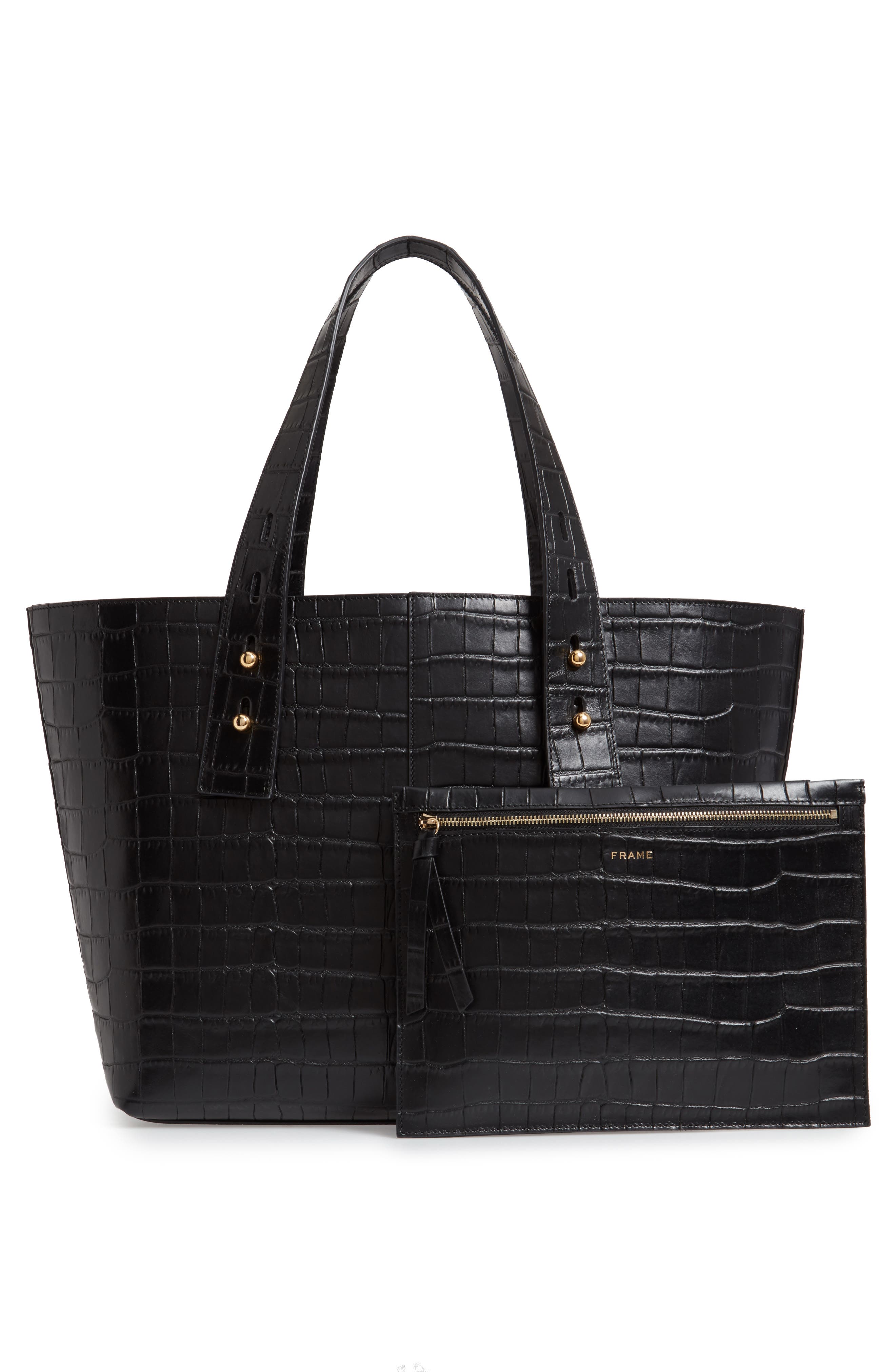 FRAME Les Second Medium Embossed Leather Tote, Alternate, color, 