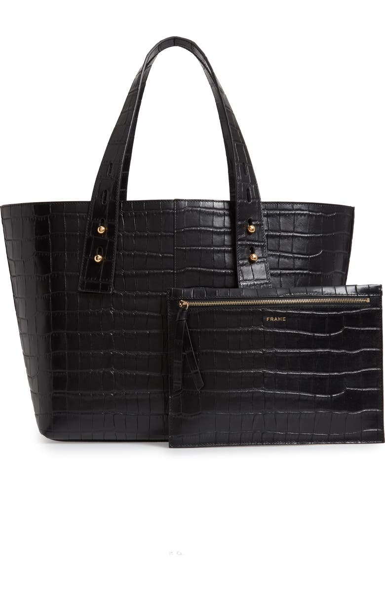 FRAME Les Second Medium Embossed Leather Tote, Alternate, color,