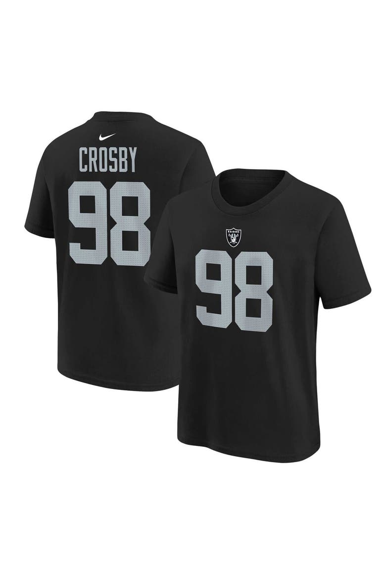 Youth Nike Maxx Crosby Black Las Vegas Raiders Player Name & Number T-Shirt, Alternate, color, Black