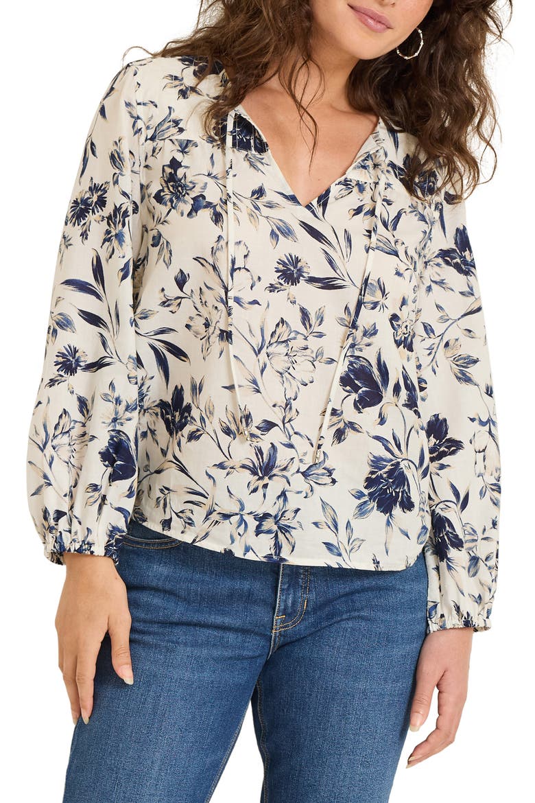 Flora Flourish Split Neck Top, Main, color, COCONUT
