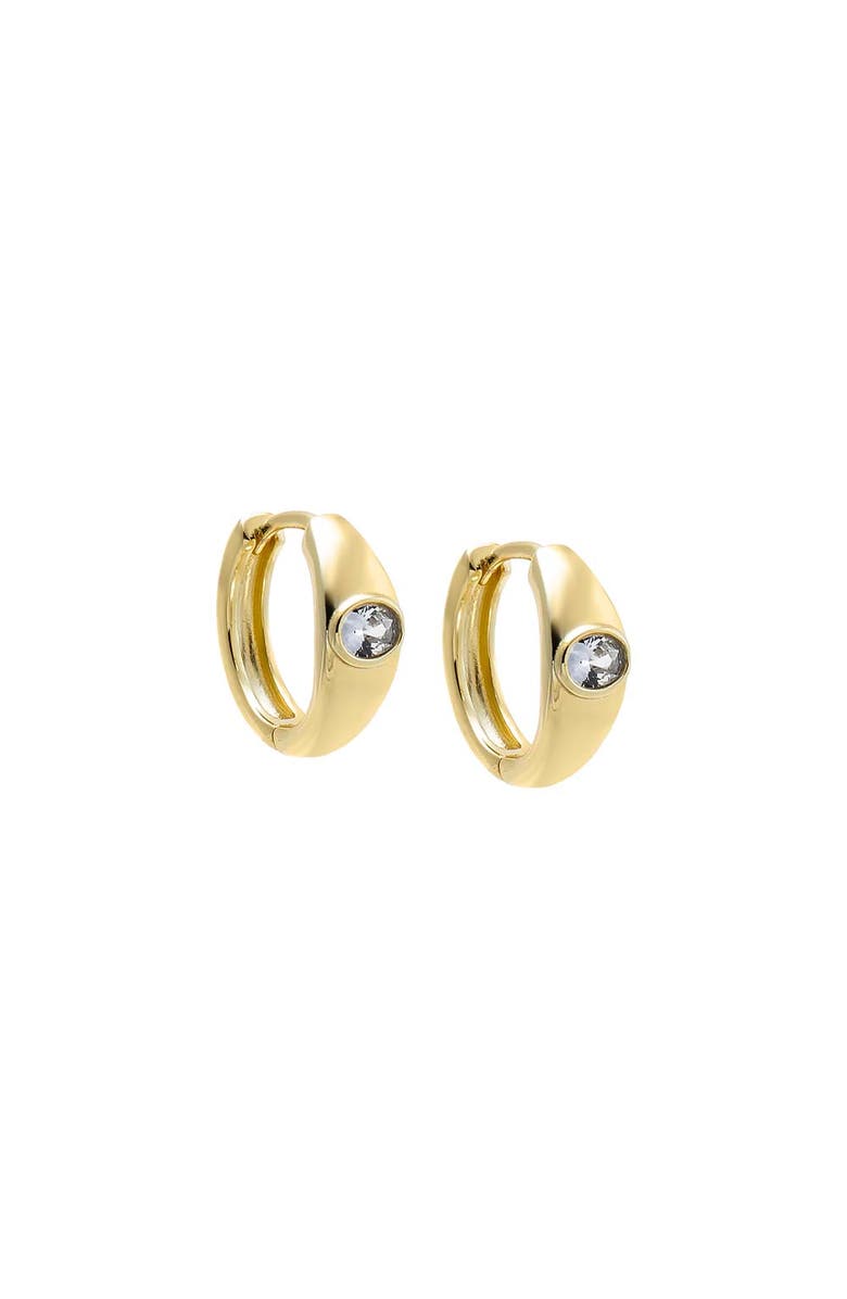 BY ADINA EDEN Round Embedded CZ Bezel Huggie Earring, Main, color, Gold