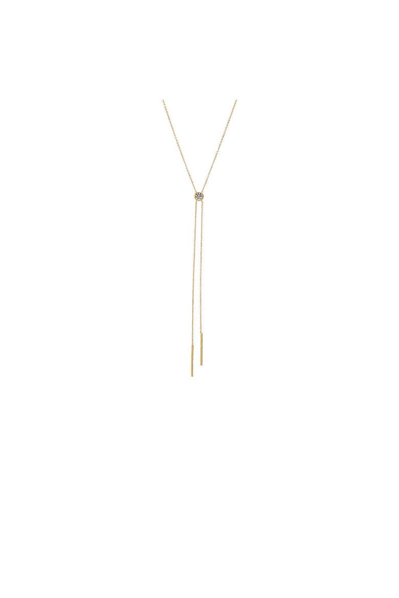 CZ Bezel Double Chain Drop Lariat, Main, color, Gold
