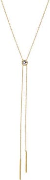 BY ADINA EDEN CZ Bezel Double Chain Drop Lariat