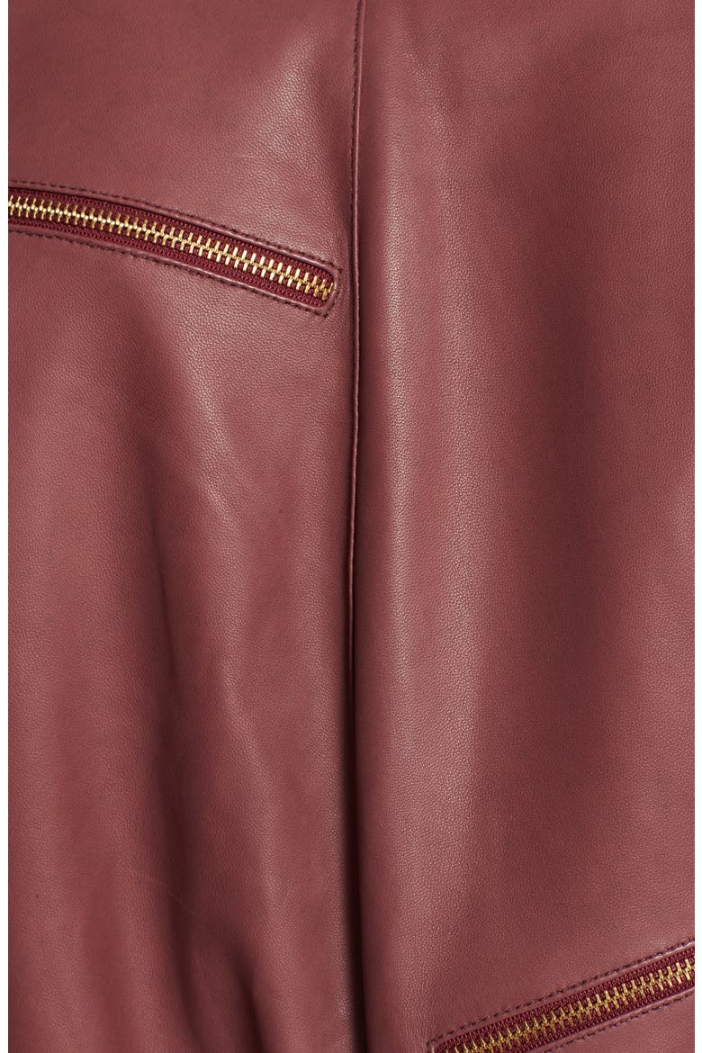 Leather Bomber Jacket, Alternate, color, BORDEAUX