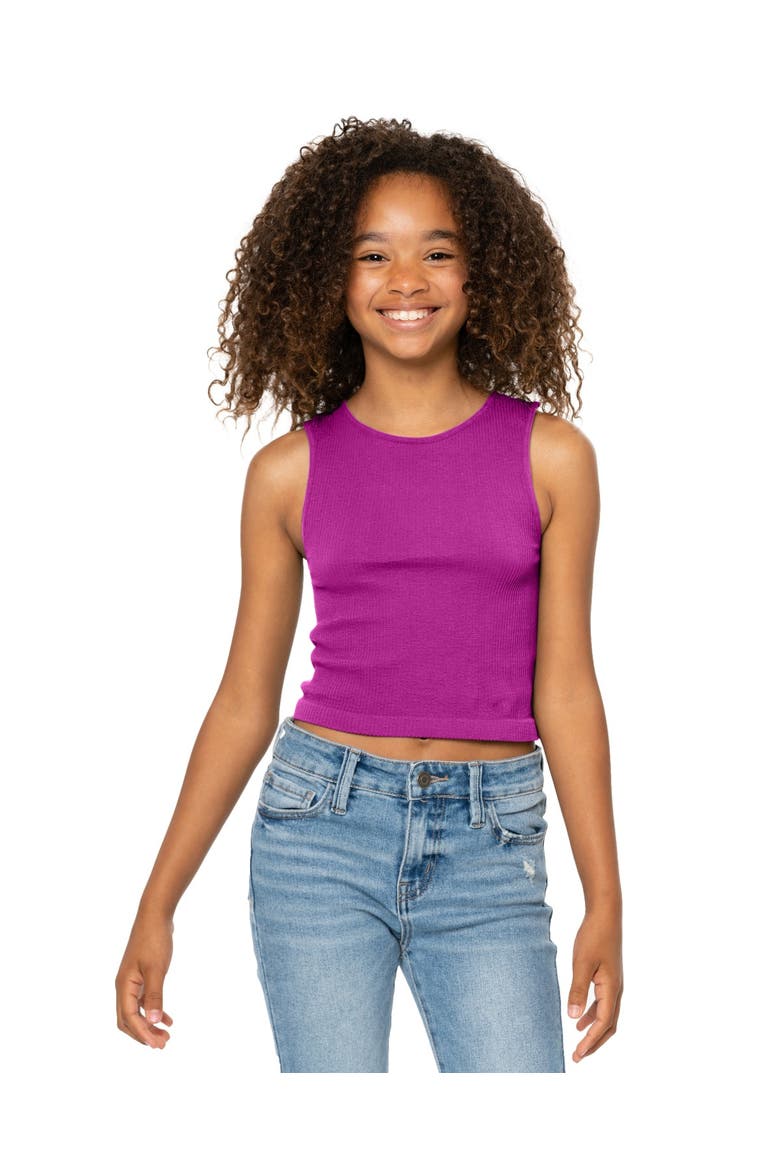 Ribbed crop sports tank top - Big Kid, Alternate, color, Violet Rose