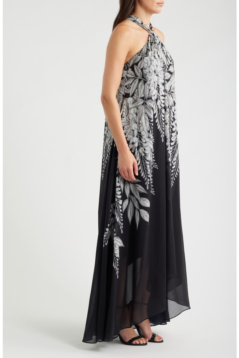 Daria Sleeveless Handkerchief Hem Maxi Dress, Alternate, color, BLACK/ WHITE