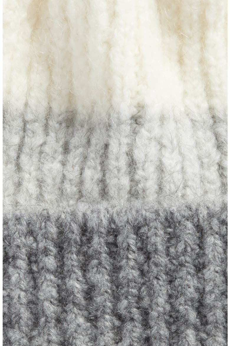 Lofty Tricolor Pom Beanie, Alternate, color, LIGHT GREY M