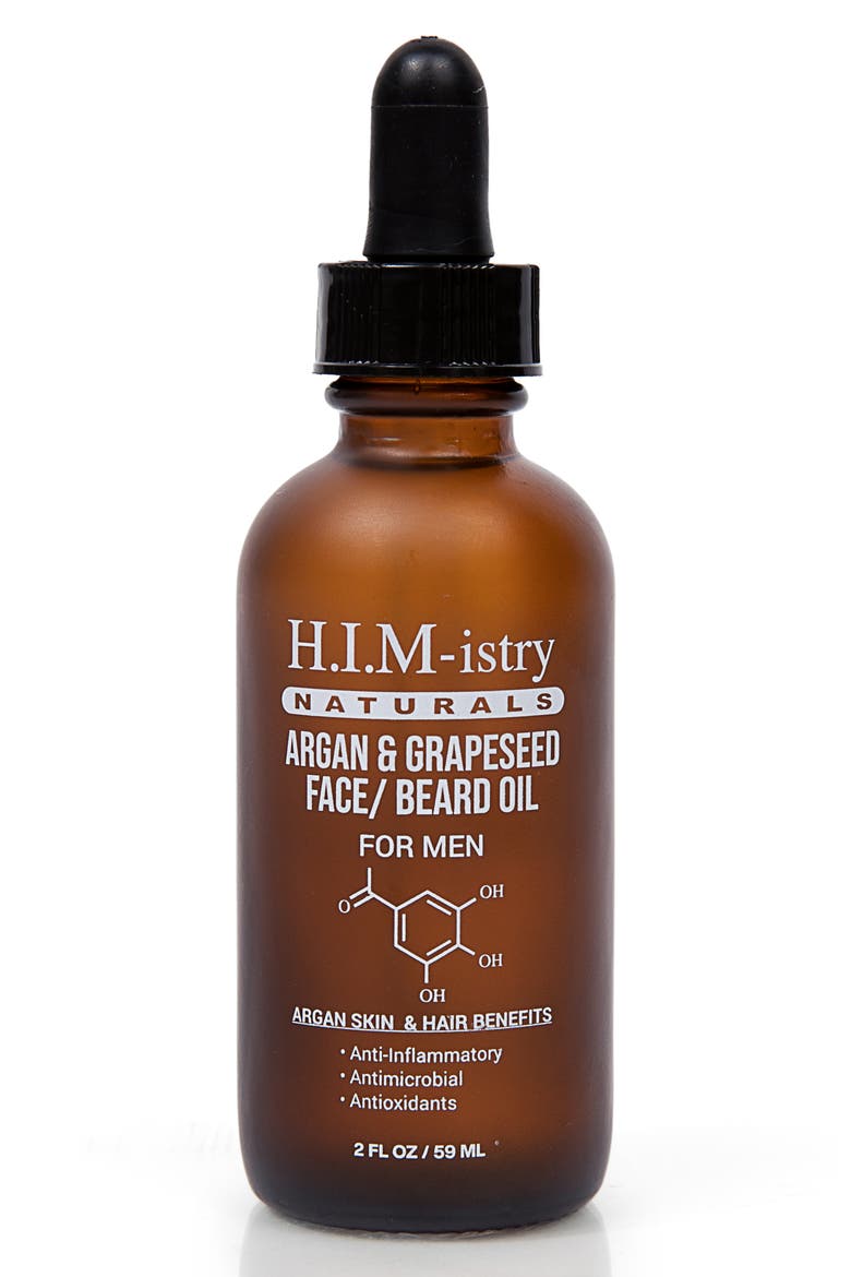 H.I.M.-istry Naturals Argan & Grapeseed Face & Beard Oil, Main, color, NO COLOR