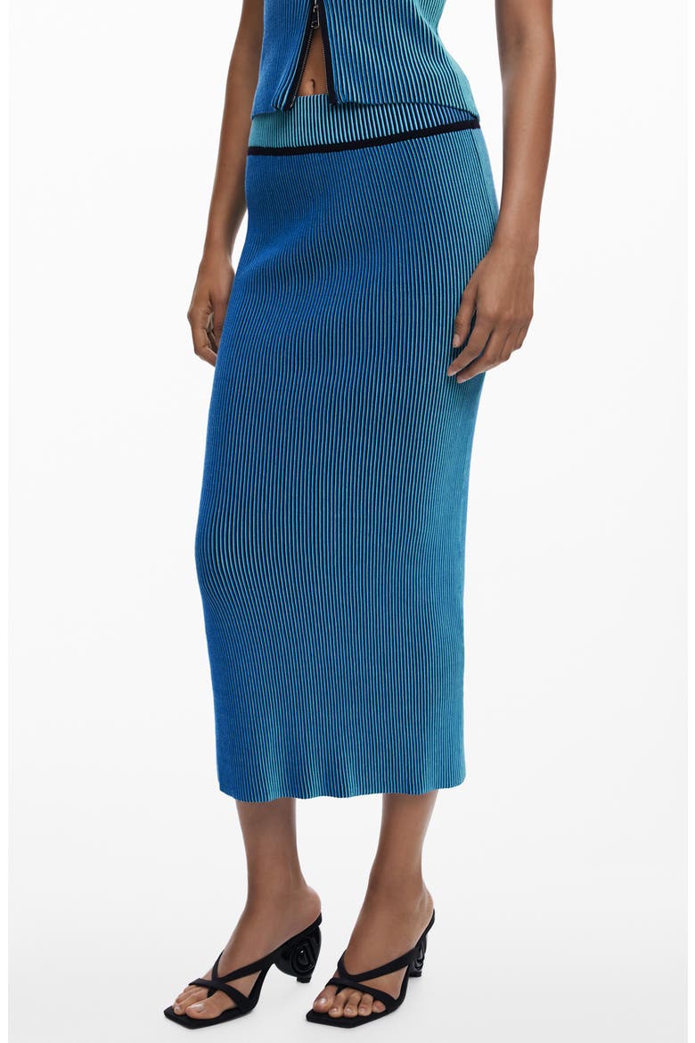 Rib Column Skirt, Main, color, BLUE