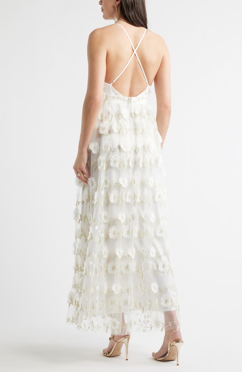 Chelsea28 3-D Metallic Floral Gown, Alternate, color, Ivory