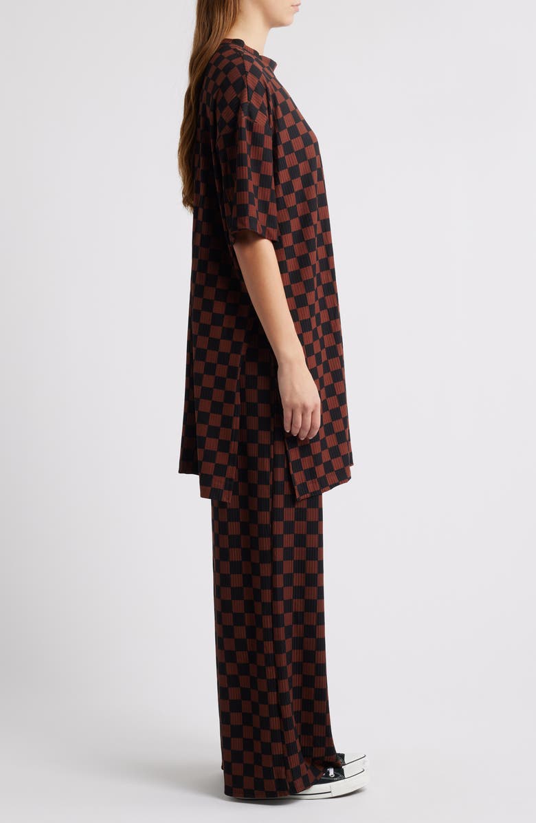 Dressed in Lala Leveled Up Ribbed Oversize T-Shirt & High Waist Pants Set, Alternate, color, Brown/ Black