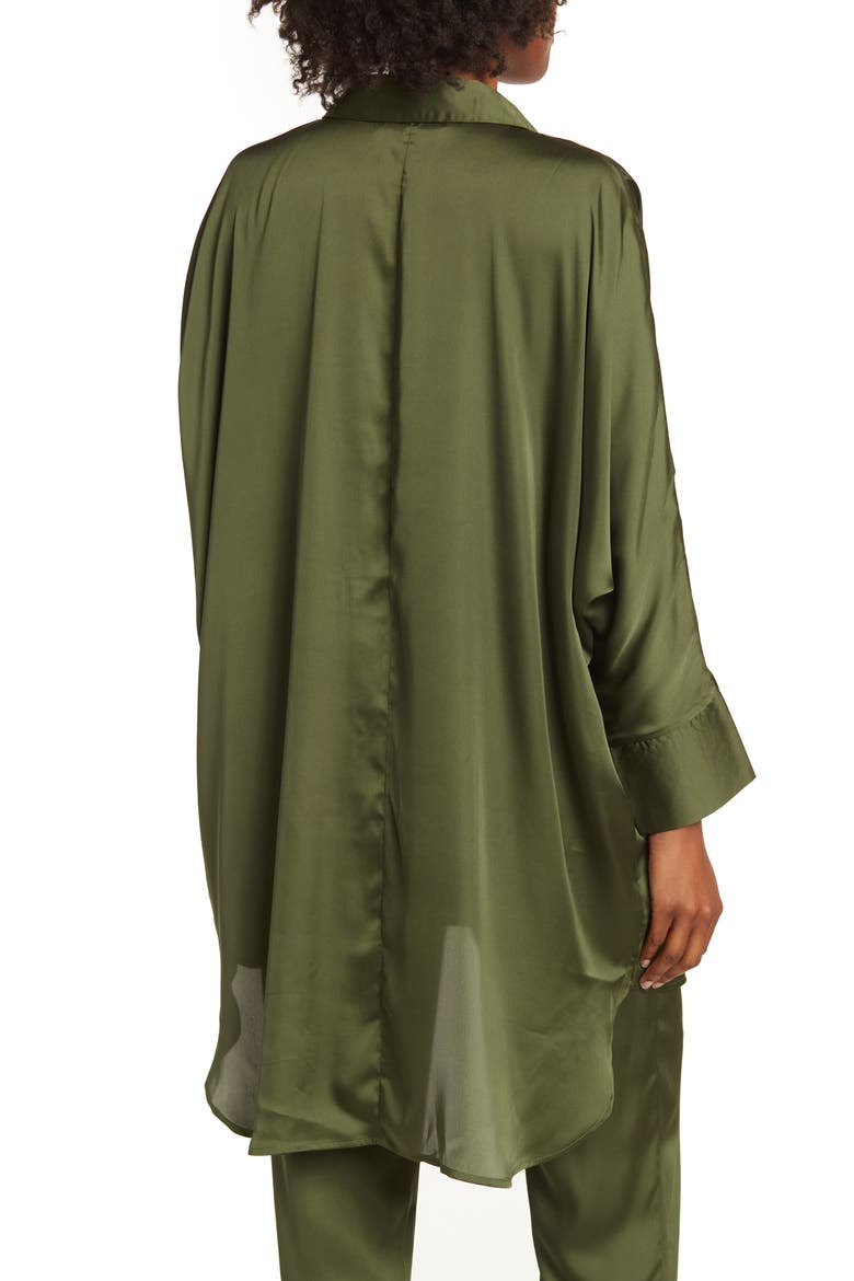 Marissa Collared Poly Silk Tunic, Alternate, color, RIFLE GREEN