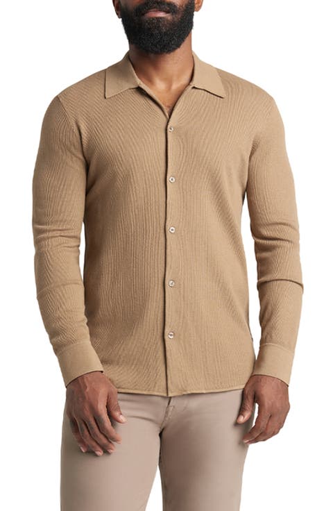 Mini Waffle Long Button-Up Shirt