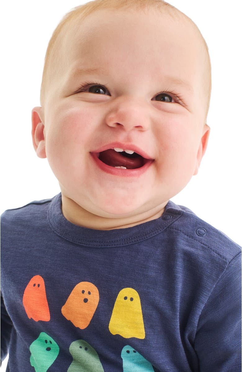 Primary Baby Long Sleeve Rainbow Ghost Tee, Alternate, color, 