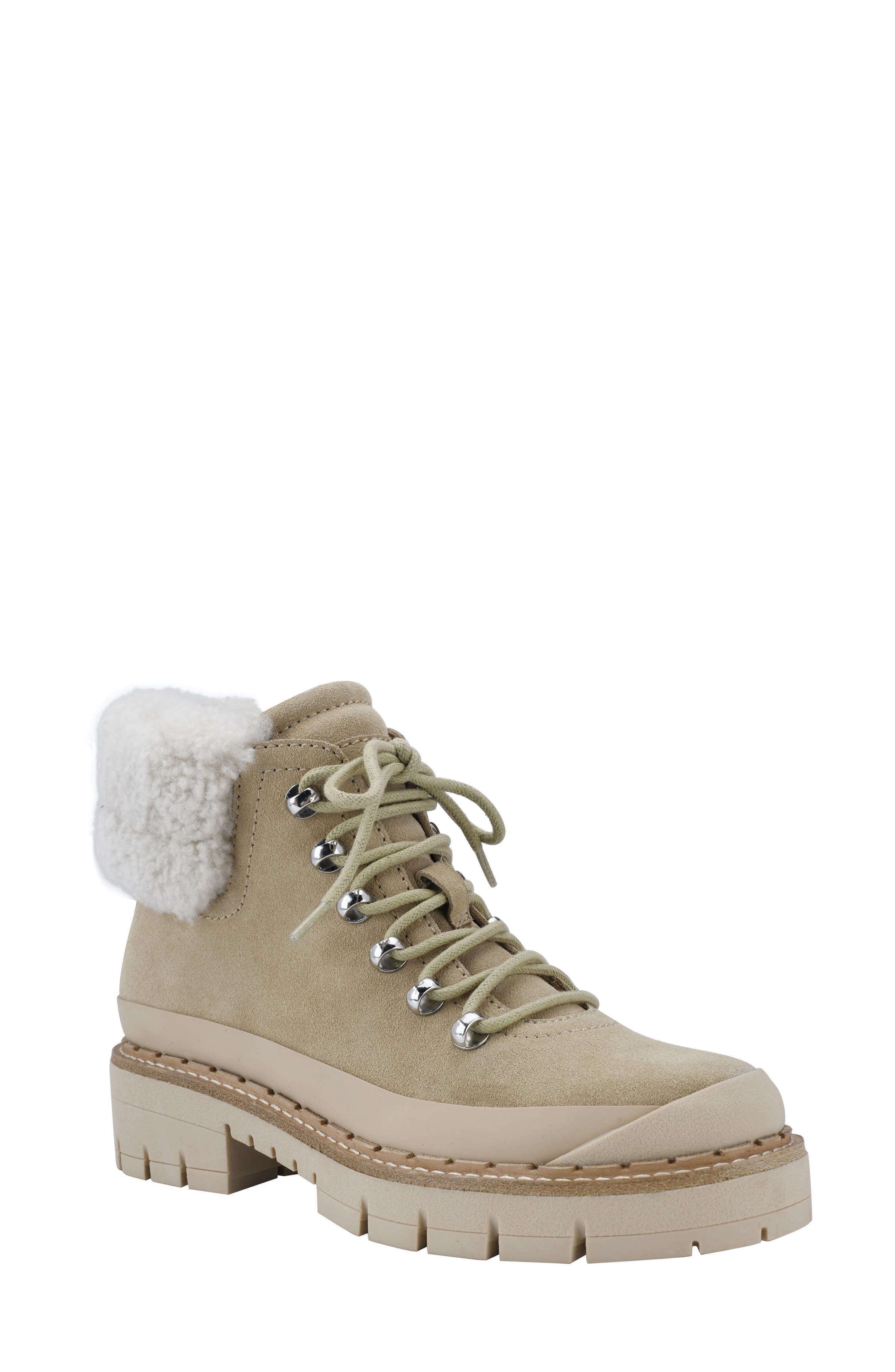 Cade Genuine Shearling Cuff Lace-Up Boot, Main, color, LIGHT NATURAL