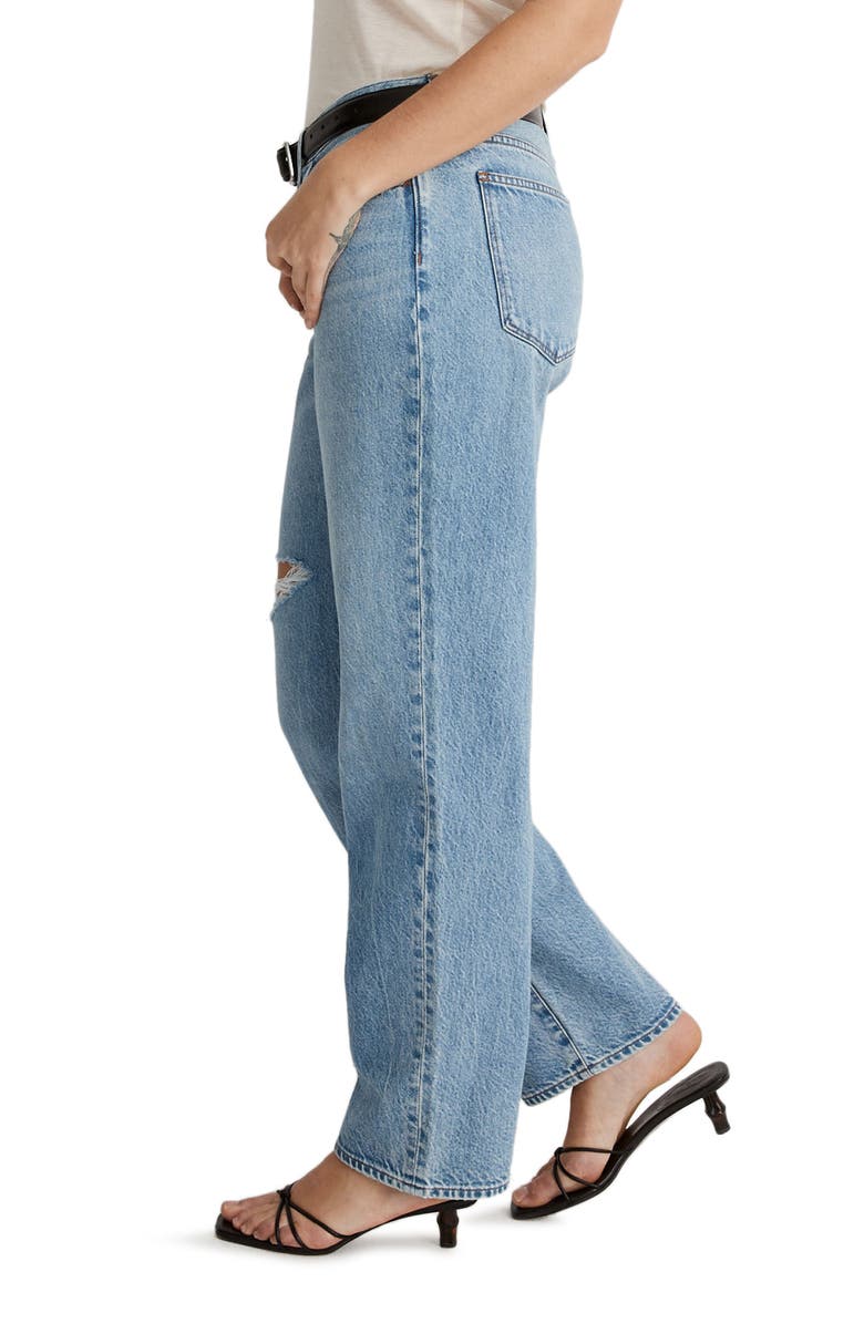 Madewell Low Rise Ripped Baggy Straight Leg Jeans, Alternate, color, 