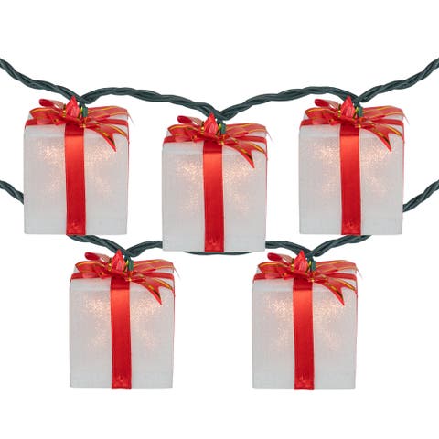 Bow Wrapped Presents Christmas Light Set - Clear - 7.5' Green Wire - 10ct