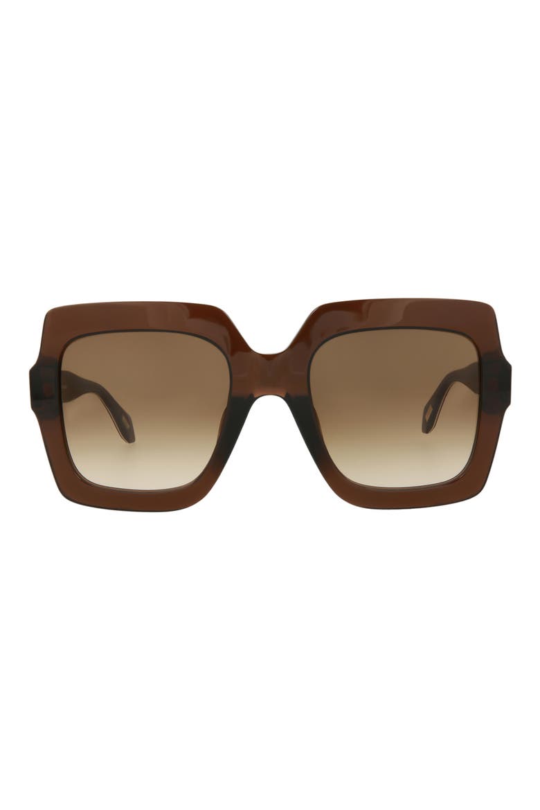 53mm Square Sunglasses, Main, color, BROWN BROWN BROWN