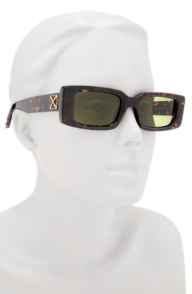 Off-White Arthur 50mm Rectangular Sunglasses, Alternate, color, Havana Green
