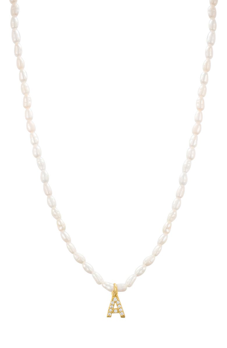 st. Moran Initial Freshwater Pearl Beaded Necklace, Main, color,