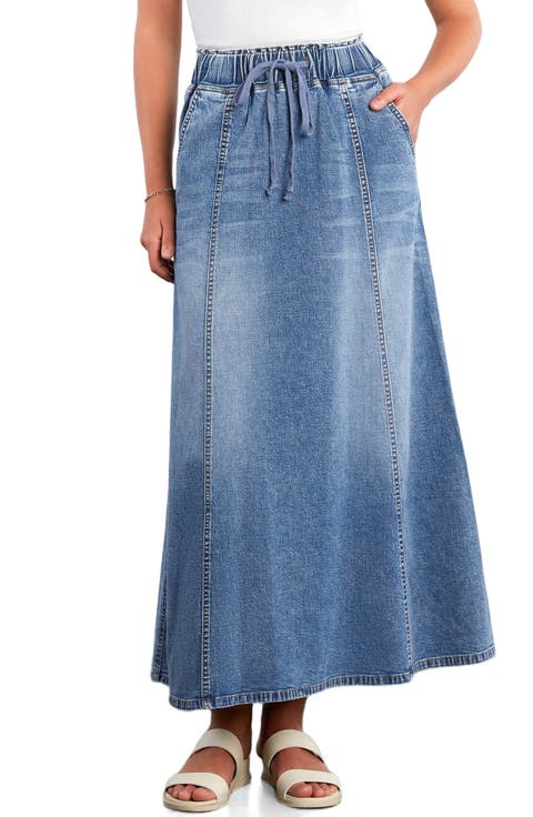 Tie Waist Denim Skirt