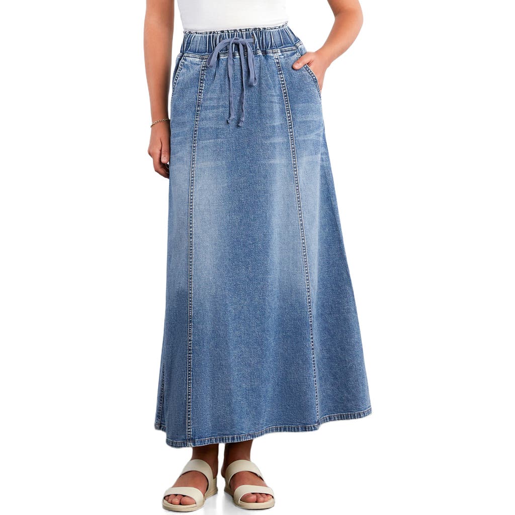Wash Lab Denim Tie Waist Denim Skirt In Blue