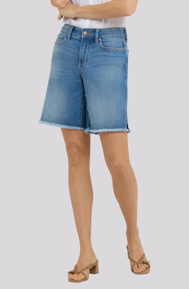 NYDJ Naomi Relaxed Raw Hem Denim Shorts, Main, color, Pacifica
