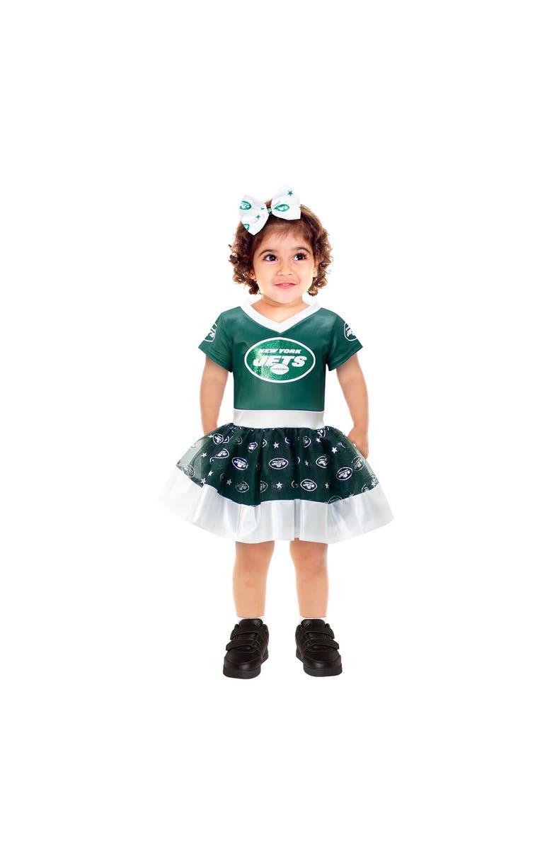 JERRY LEIGH Girls Toddler Green New York Jets Tutu Tailgate Game Day V-Neck Costume, Alternate, color,