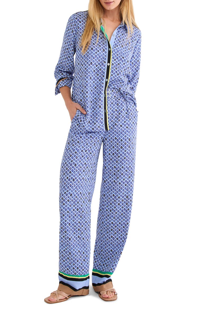 Mosaic Print Button Up Shirt, Alternate, color, BLUE MULTI
