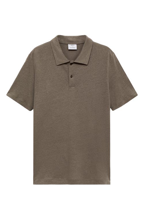 Mango Slim Fit Linen Blend Jersey Polo In Gray