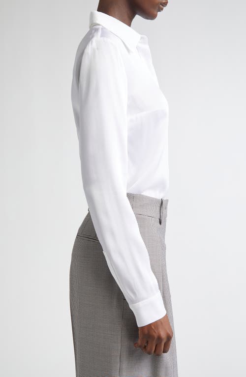 Michael Kors Collection Hansen Charmeuse Button-up Shirt In White