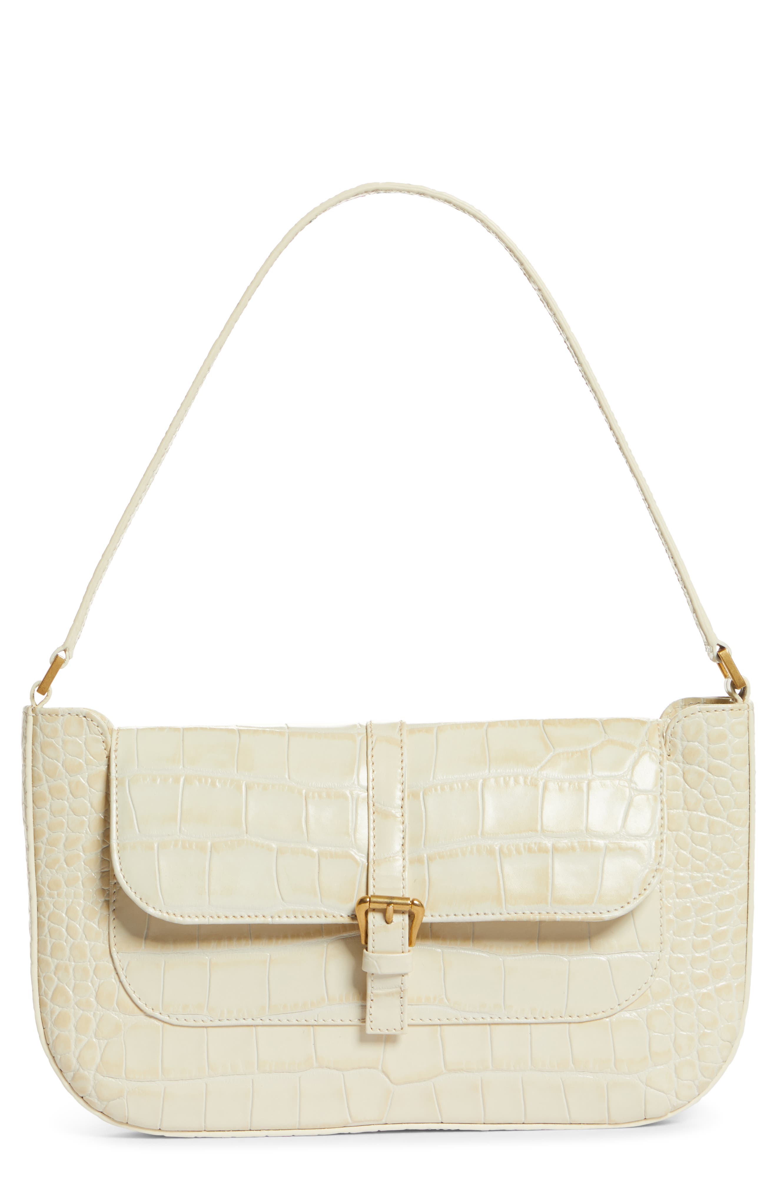 By Far Miranda Croc Embossed Leather Bag, Main, color, 