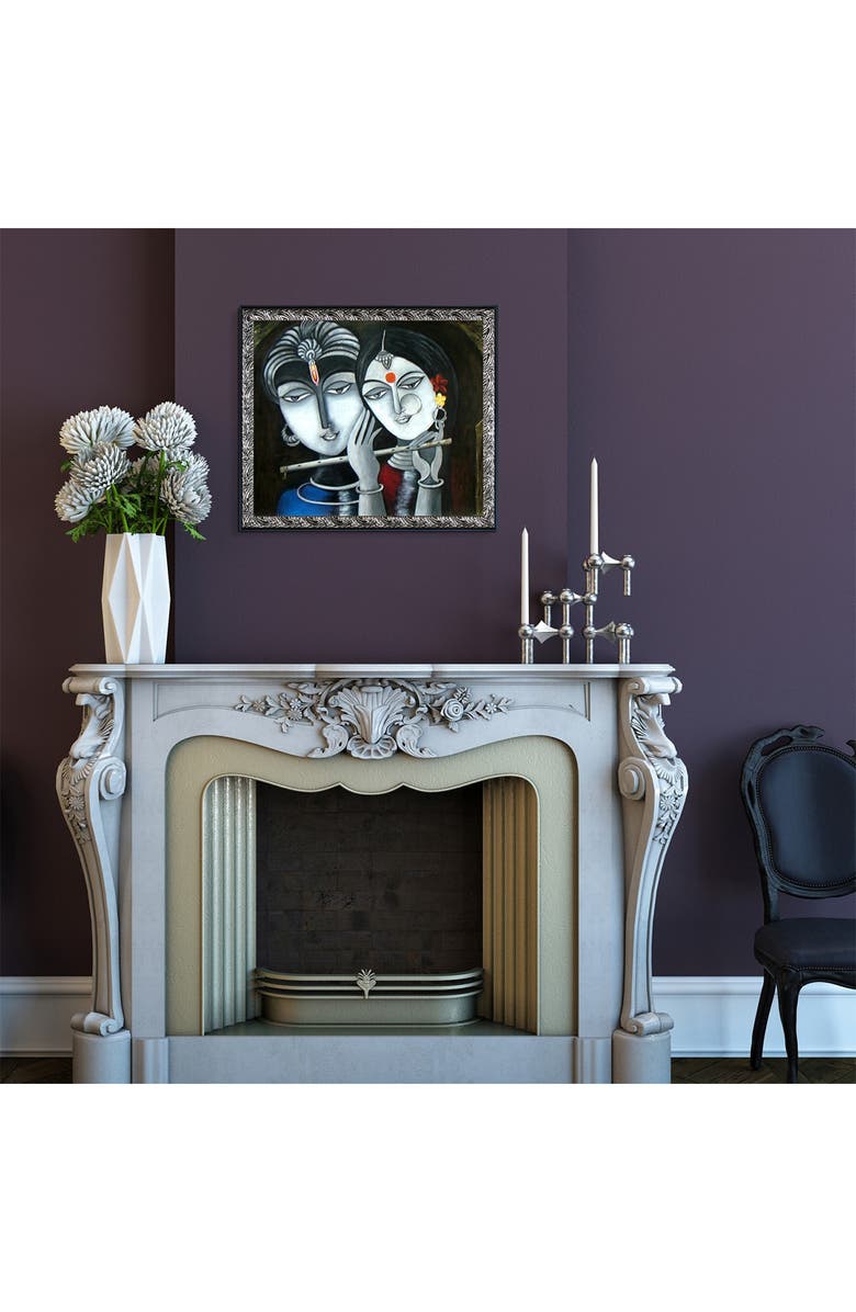 OVERSTOCK ART Divine Soul Mates with Ornate Silver and Black Custom Stacked Frame - 23.5" x 27.5", Alternate, color,