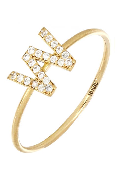 18K Yellow Gold Pave Diamond Initial Ring - Multiple Letters Available (Nordstrom Exclusive)