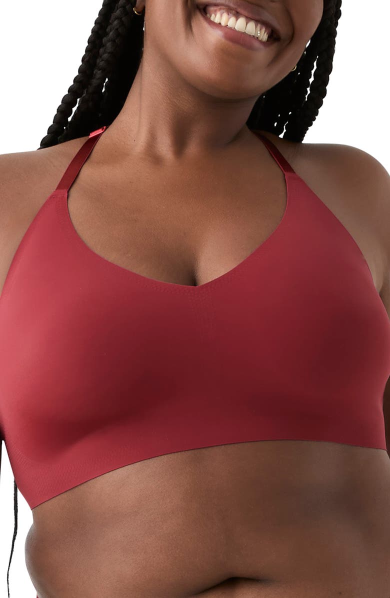 True & Co Triangle Lace Racerback Bralette, Alternate, color, Garnet Red