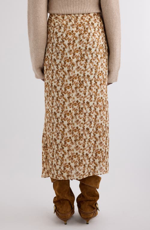 Isabel Marant Lisanne Abstract-print Silk Midi Skirt In Neutral