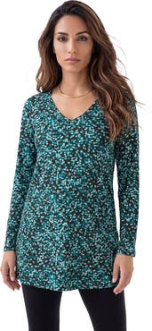 Roaman's Plus Size Cotton Ultimate Long Sleeve V Neck Tunic
