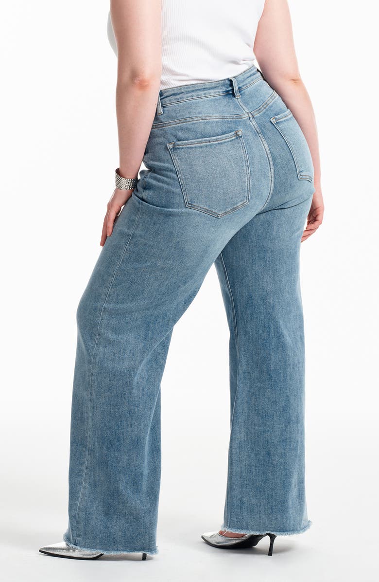 Bayeas Frayed Mid Rise Wide Leg Jeans, Alternate, color,
