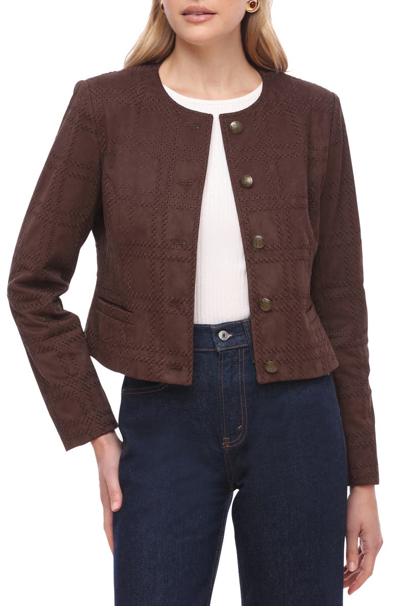 Bagatelle Faux Suede Crop Jacket, Alternate, color, Bitter