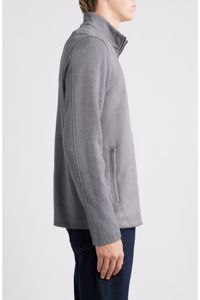 Sueded Mixed Media Jacket, Alternate, color, GRAY