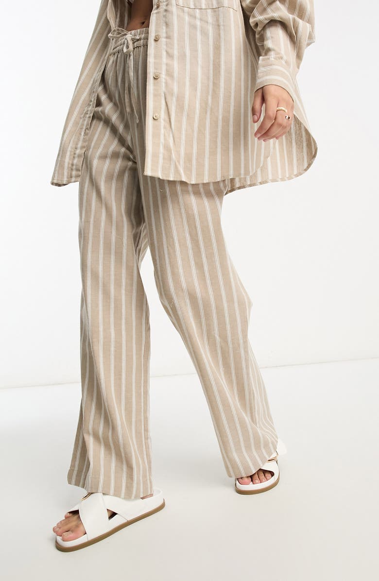 ASOS DESIGN Stripe Cotton & Linen Drawstring Pants, Alternate, color, 