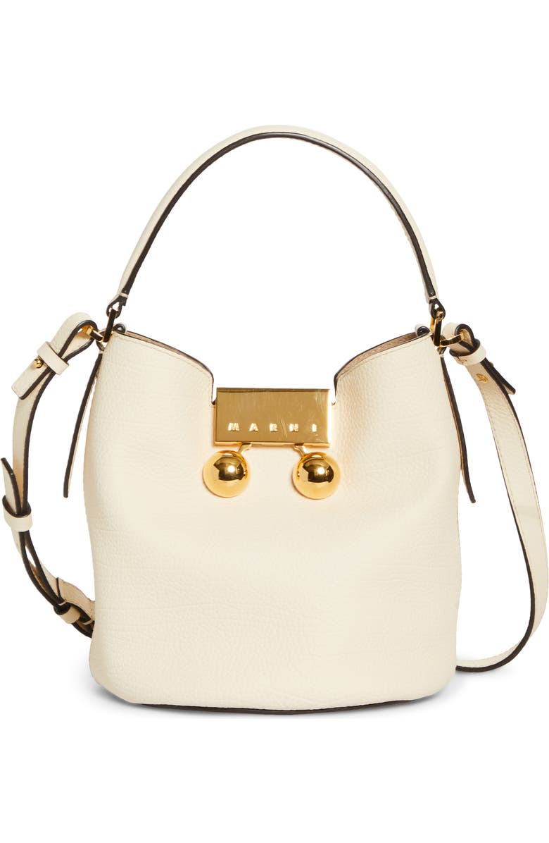 Marni Trunkaroo Leather Bucket Bag, Main, color, 274 - Cream