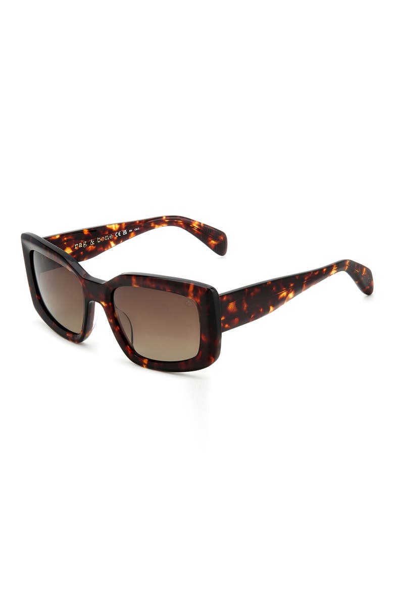 54mm Gradient Rectangular Sunglasses, Alternate, color, HAVANA/ BROWN GRADIENT